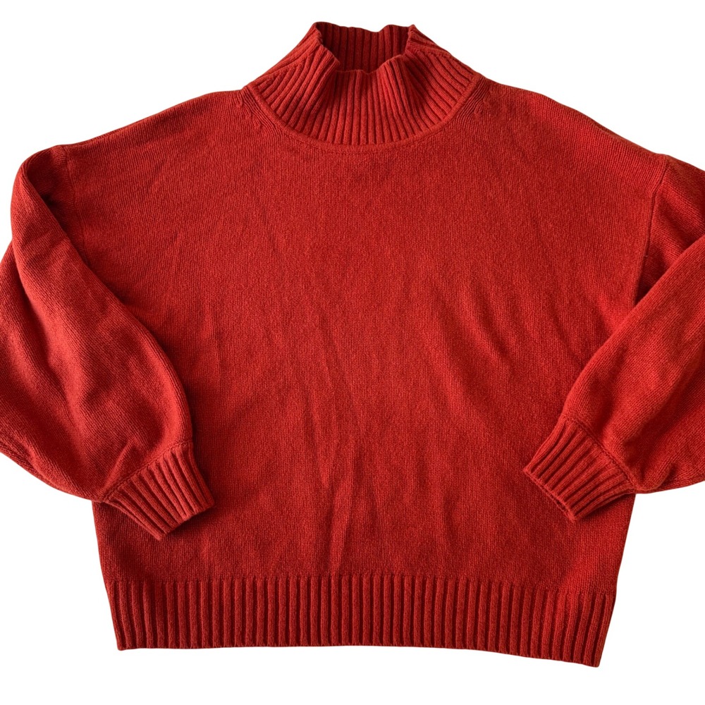 Gap Cashsoft Mockneck Sweater Red Orange Size L soft cozy